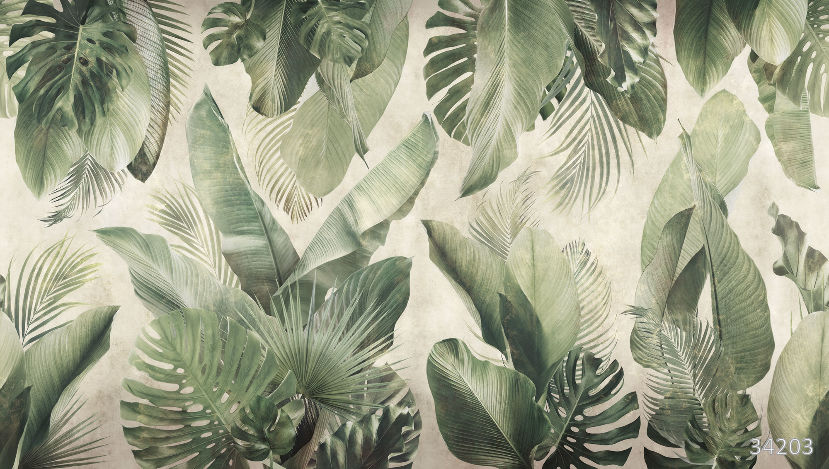 Изображение #34203 Palm leaves sepia - ECO Фреска «Бархат Золото» FX-G
