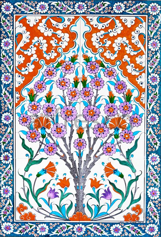 Фреска,  Восточный орнамент с цветами ,  арт. ID135659. Фактура: Beze